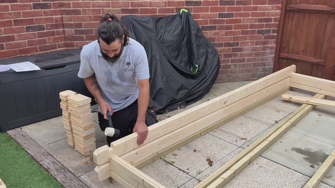 Professional log cabin installation video timelapse. Start to finish build